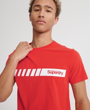 Superdry Core Logo Sport Stripe Férfi Pólók Piros | UHIXD9605